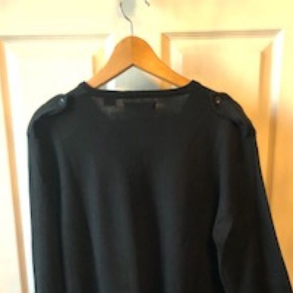 Ben Sherman Black Cotton/Merino Wool Sweater with Buttoned-Shoulder Tabs…‎ - Picture 8 of 9
